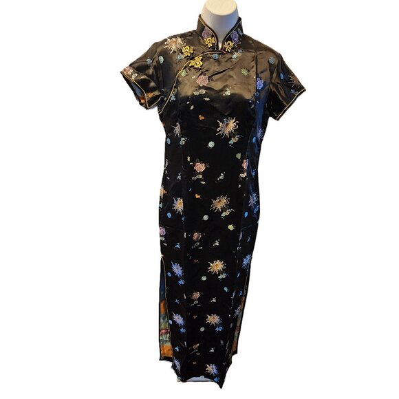 SOLZ SQUIRREL Black Chinese Brocade Cheongsam Dress - 36 (NWT) - Picture 2 of 15